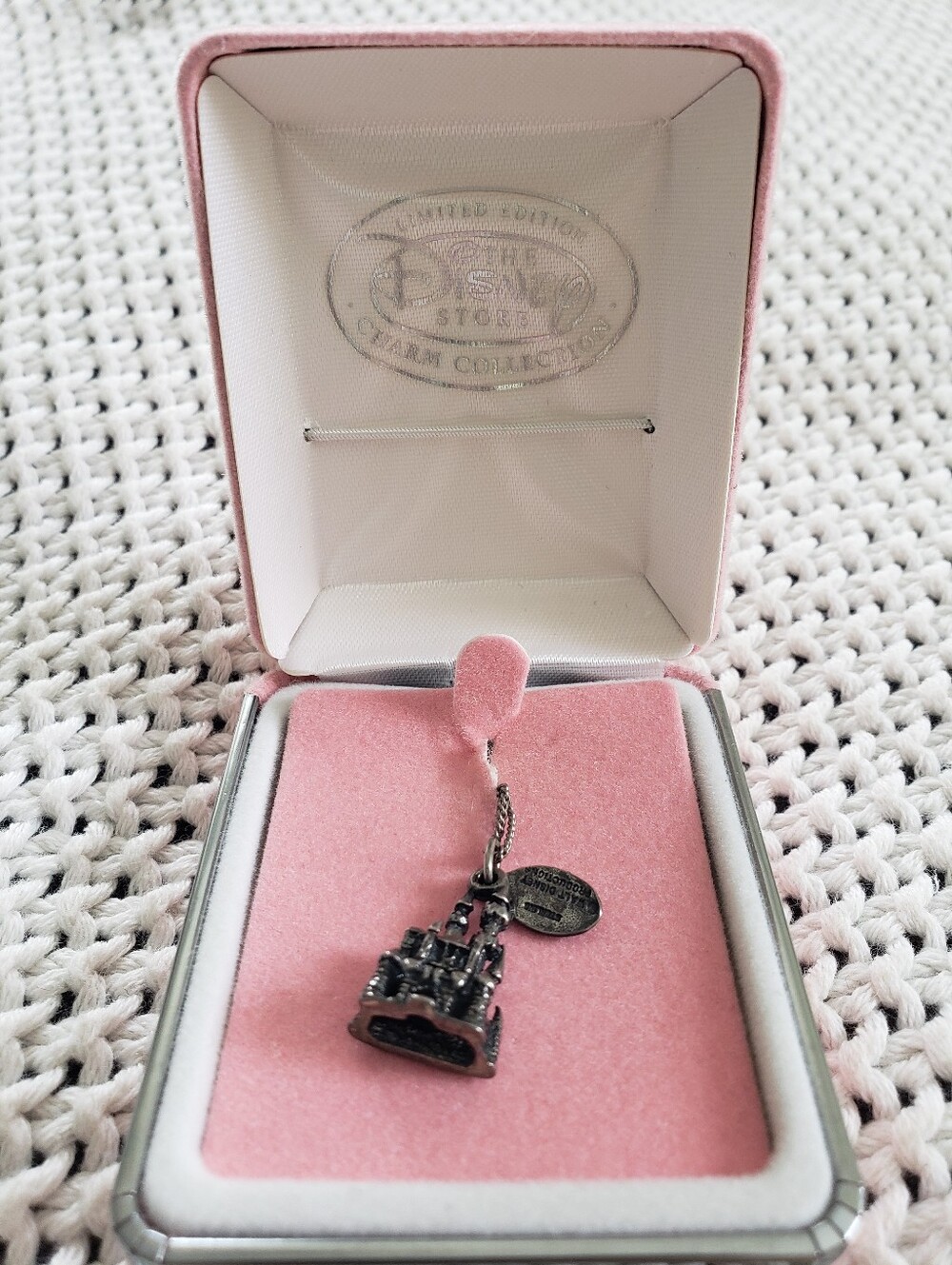 Vintage Disneyland Sterling 3D Cinderella's Castle Original Box Charm Necklace